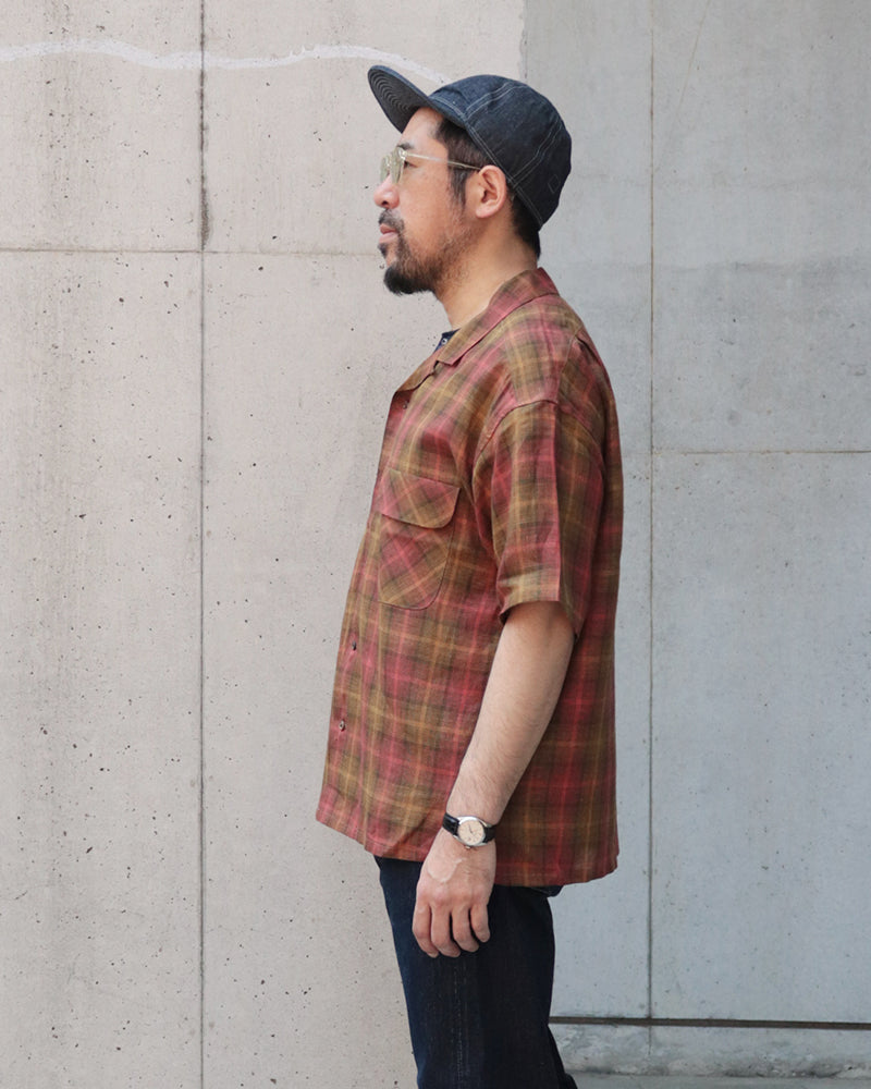 OPEN COLLAR SHIRT HEMP CHECK