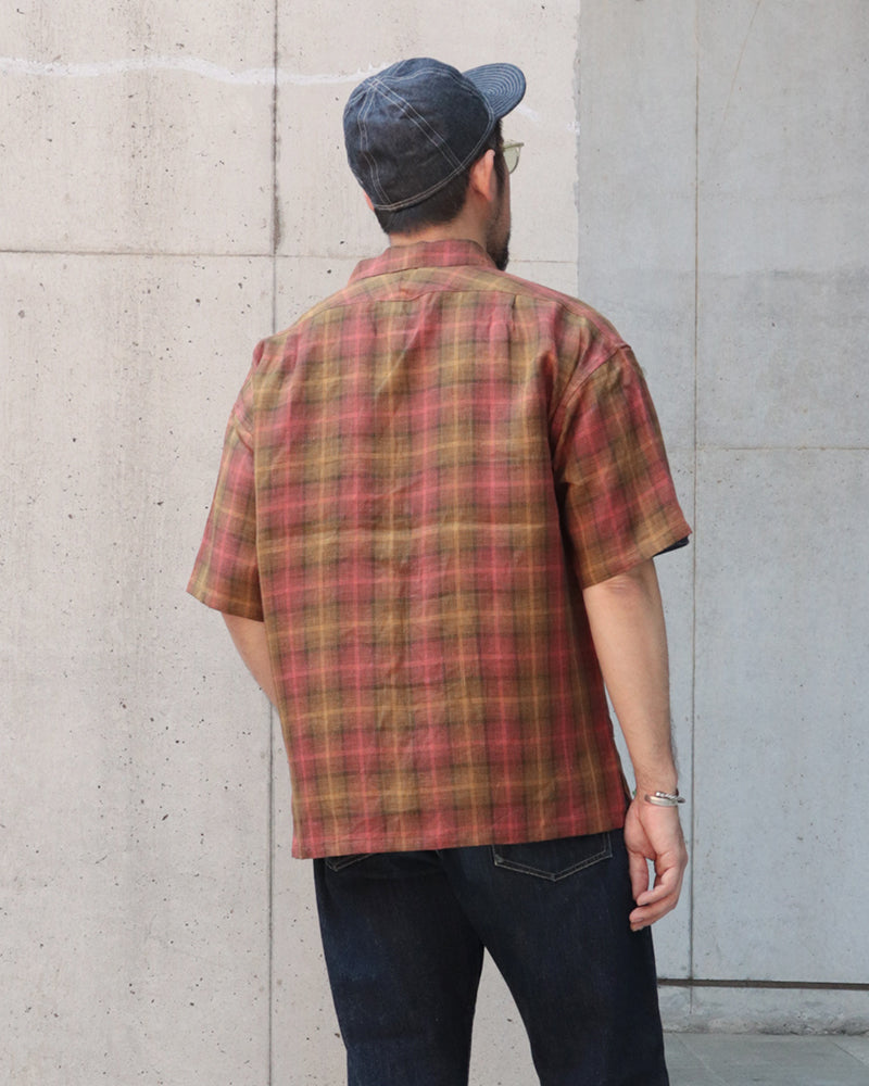 OPEN COLLAR SHIRT HEMP CHECK