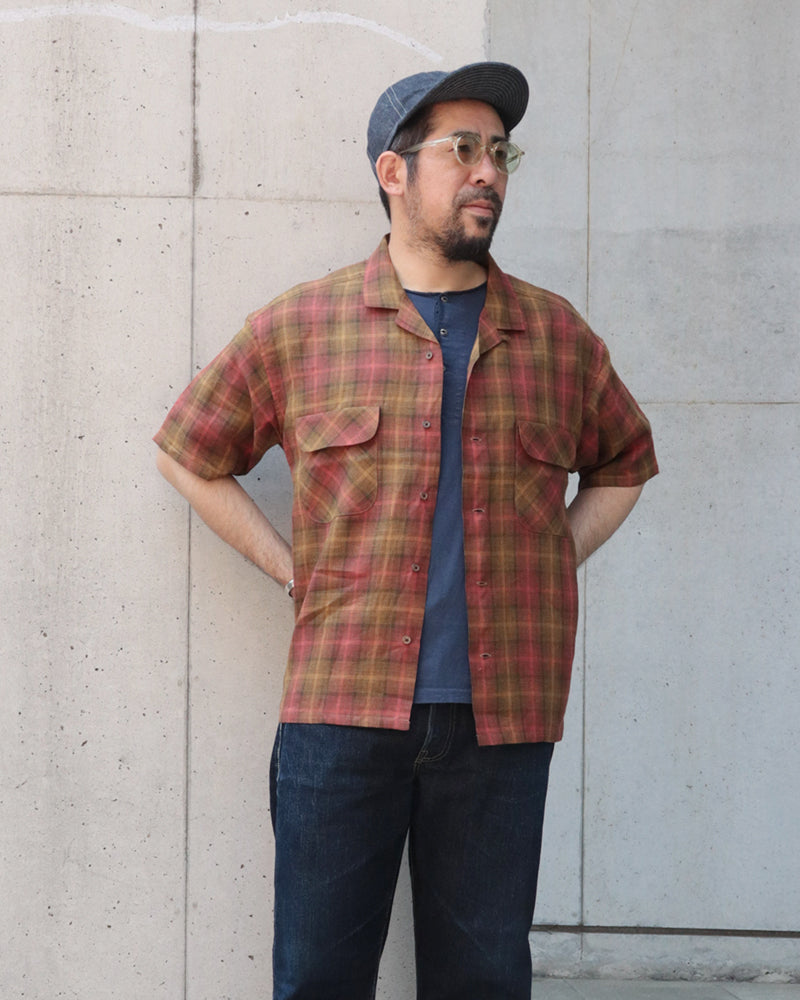 OPEN COLLAR SHIRT HEMP CHECK