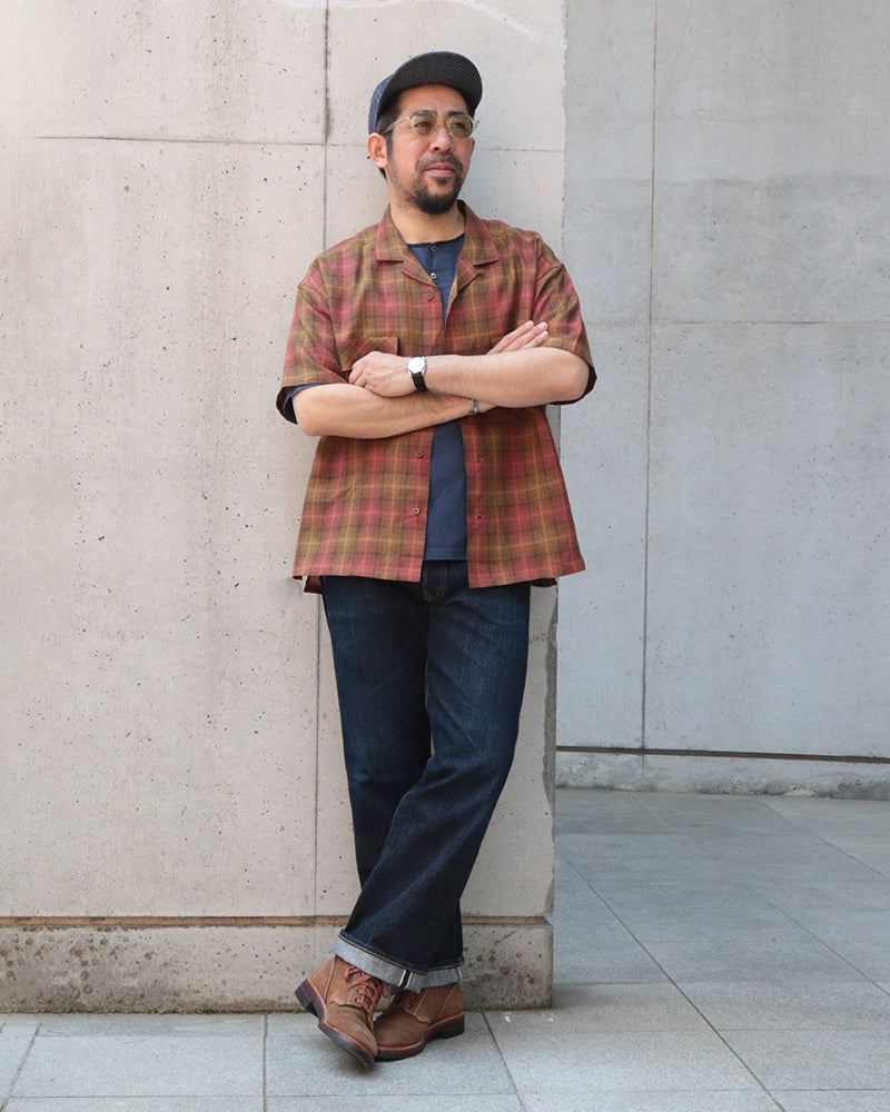 OPEN COLLAR SHIRT HEMP CHECK