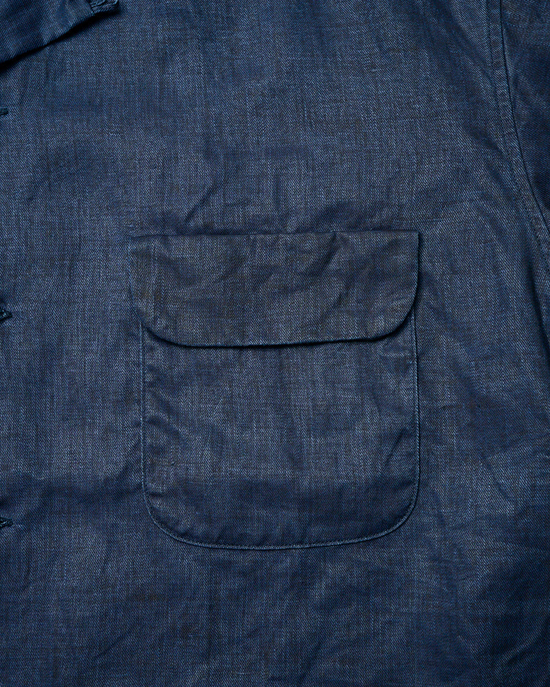 OPEN COLLAR SHIRT LINEN / INDIGO