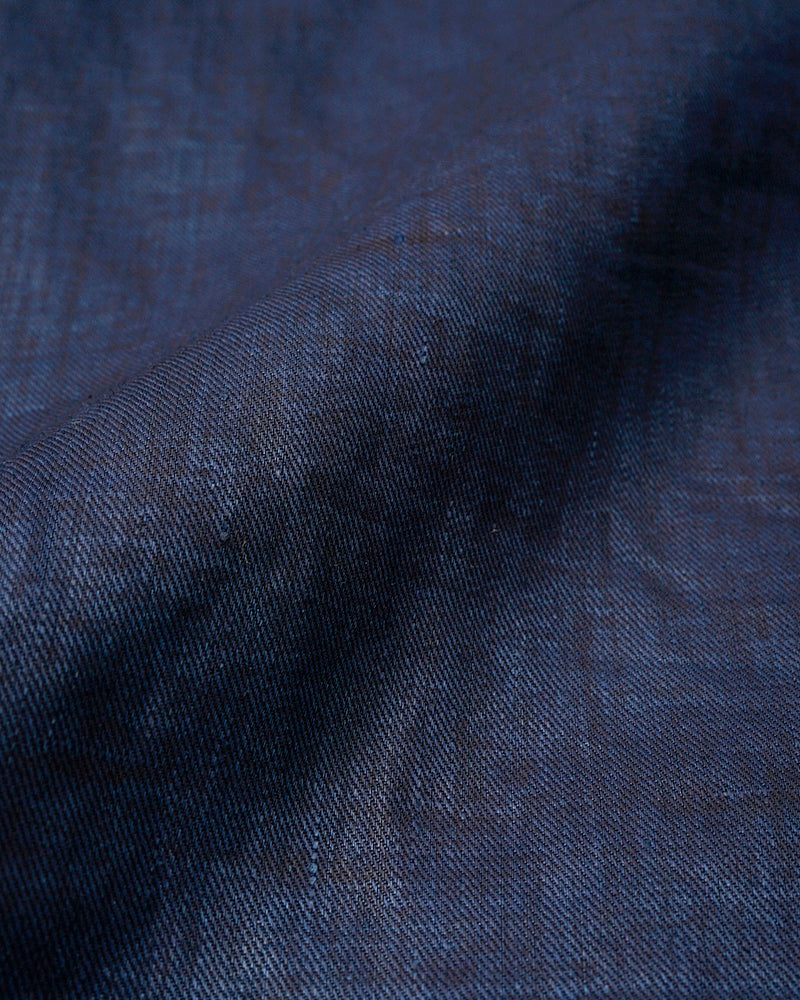 OPEN COLLAR SHIRT LINEN / INDIGO