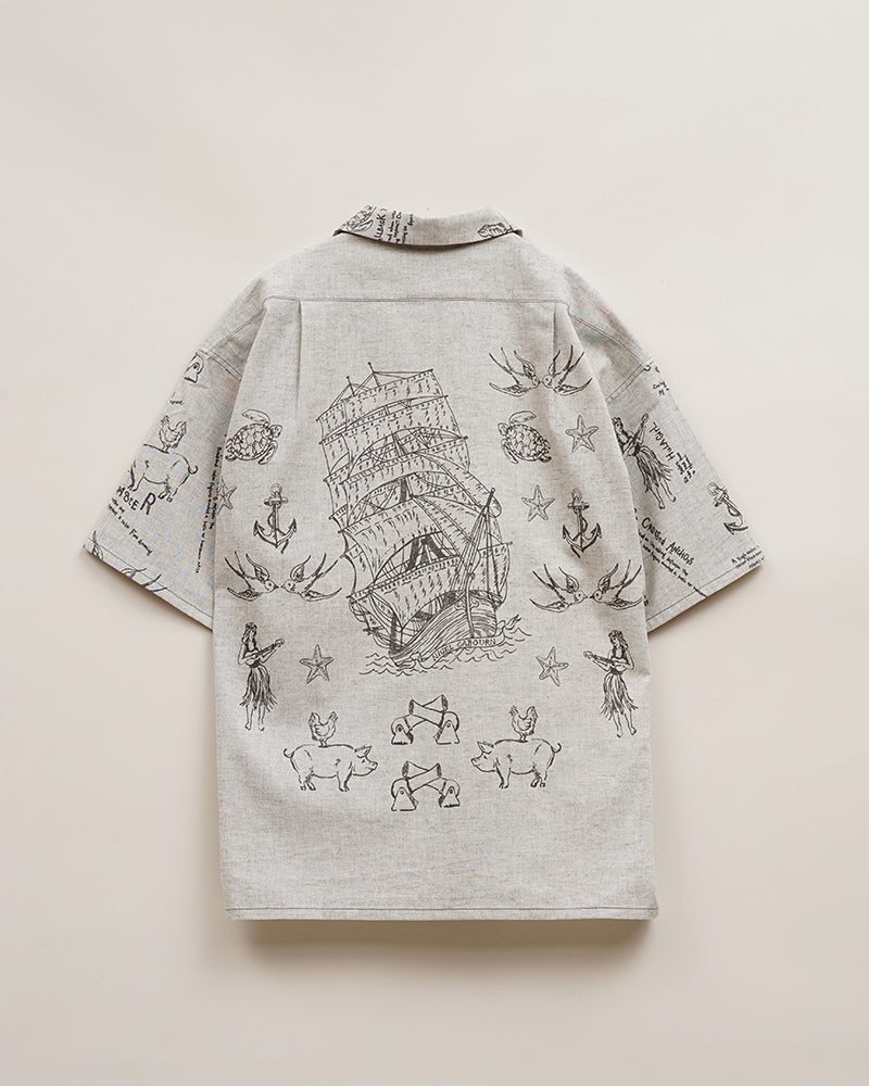 PRE-ORDER / OPEN COLLAR SHIRT SHORT SLEEVE / TATTOO PRINT