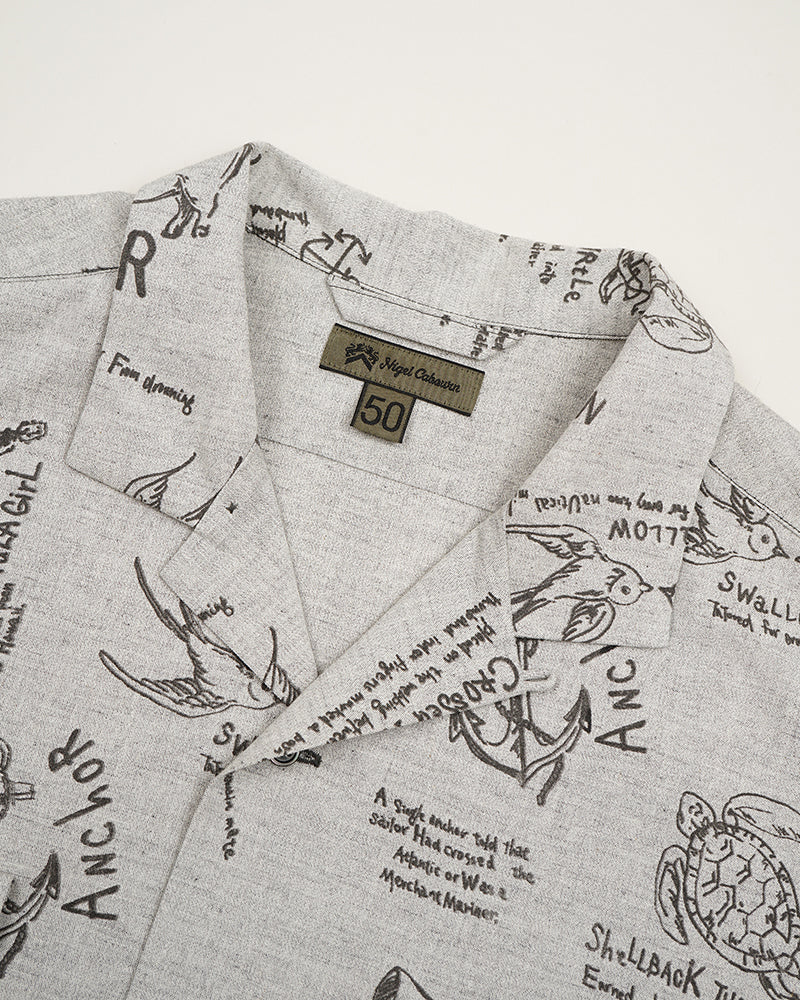 PRE-ORDER / OPEN COLLAR SHIRT SHORT SLEEVE / TATTOO PRINT
