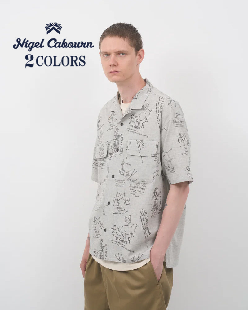 OPEN COLLAR SHIRT SHORT SLEEVE / TATTOO PRINT