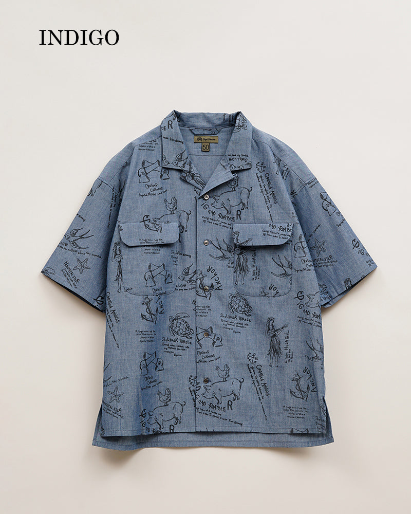 PRE-ORDER / OPEN COLLAR SHIRT SHORT SLEEVE / TATTOO PRINT