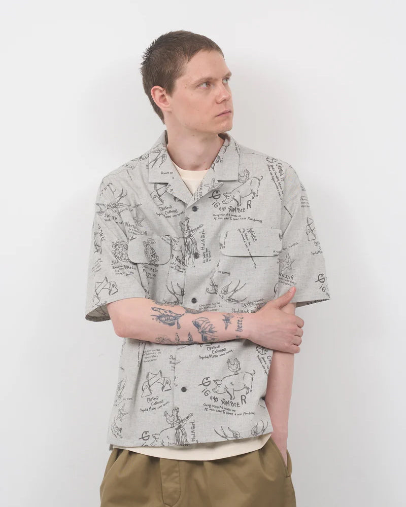 OPEN COLLAR SHIRT SHORT SLEEVE / TATTOO PRINT