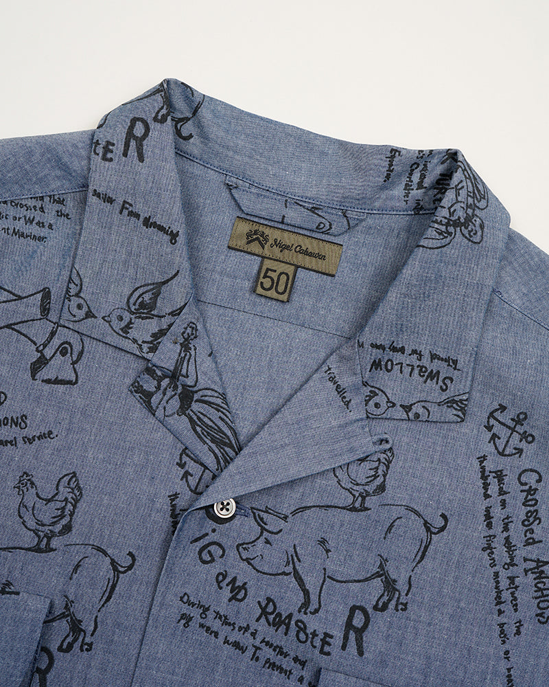 PRE-ORDER / OPEN COLLAR SHIRT SHORT SLEEVE / TATTOO PRINT