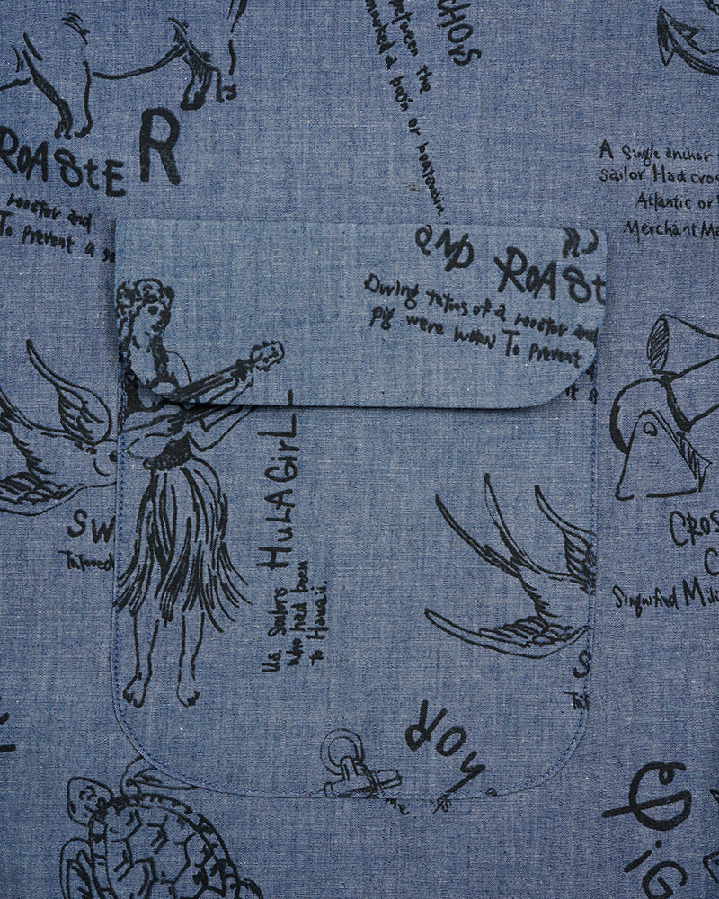 PRE-ORDER / OPEN COLLAR SHIRT SHORT SLEEVE / TATTOO PRINT