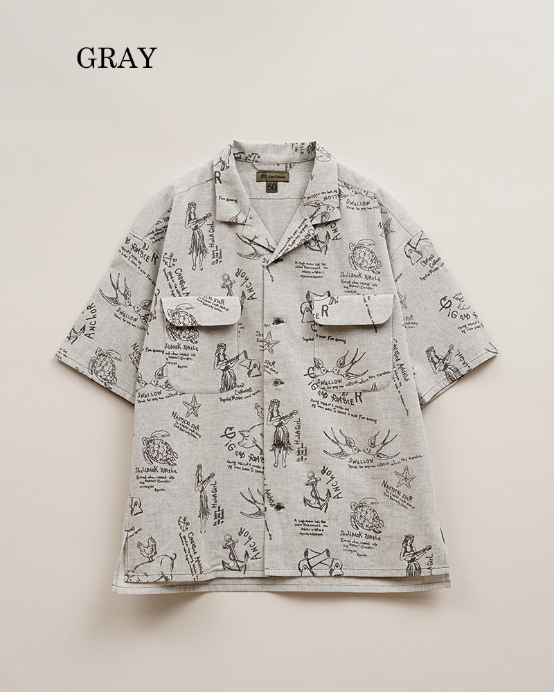 PRE-ORDER / OPEN COLLAR SHIRT SHORT SLEEVE / TATTOO PRINT