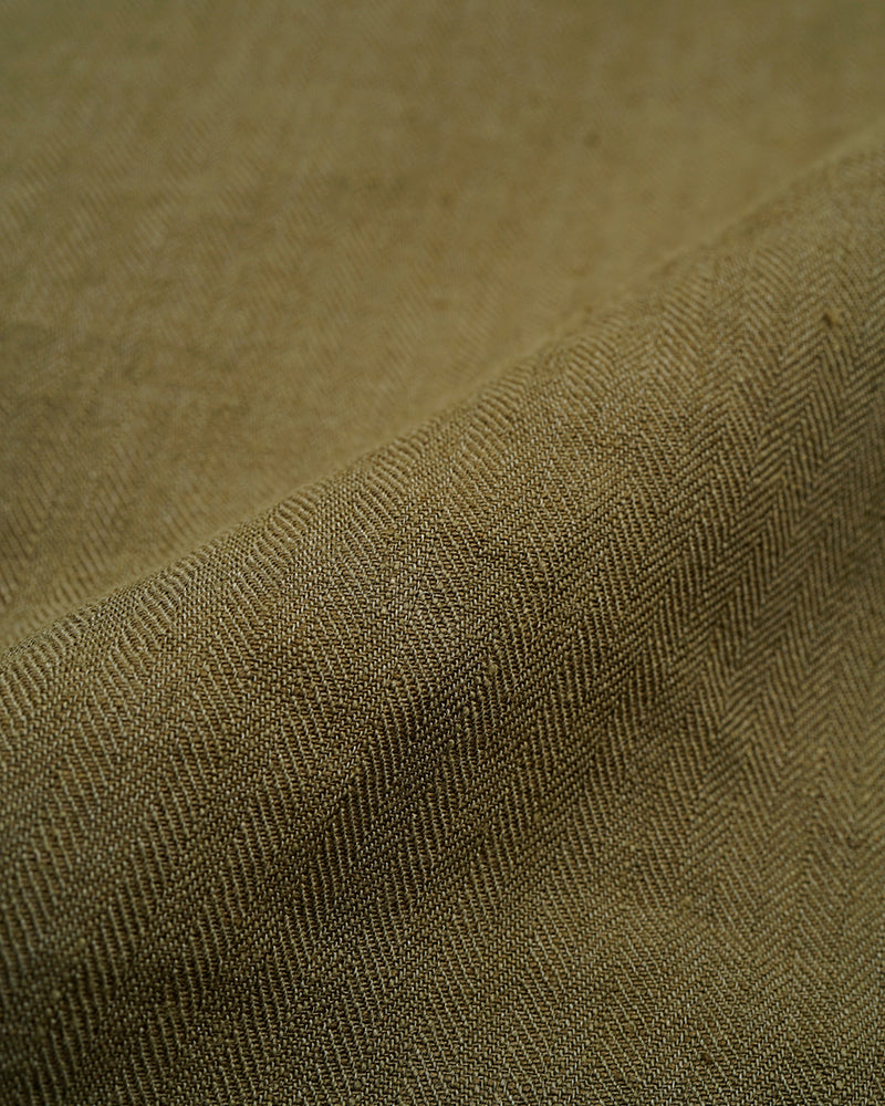 PRE-ORDER / ARMY SHIRT SHORT SLEEVE / LINEN HERRINGBONE / GREEN