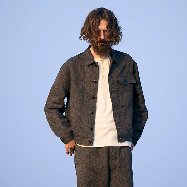 FRENCH WORK JACKET MIX BLACK CHAMBRAY / CHARCOAL GRAY