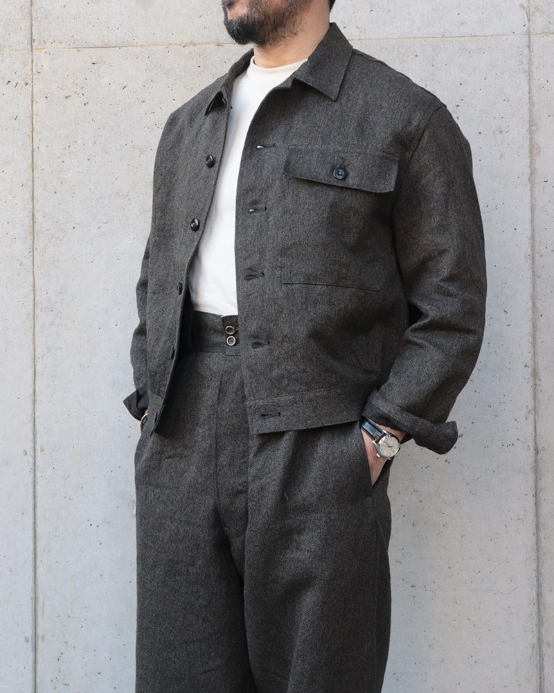 FRENCH WORK JACKET MIX BLACK CHAMBRAY / CHARCOAL GRAY