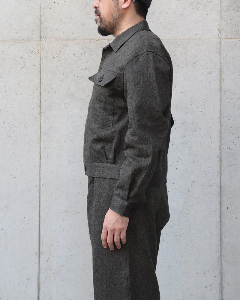 FRENCH WORK JACKET MIX BLACK CHAMBRAY / CHARCOAL GRAY