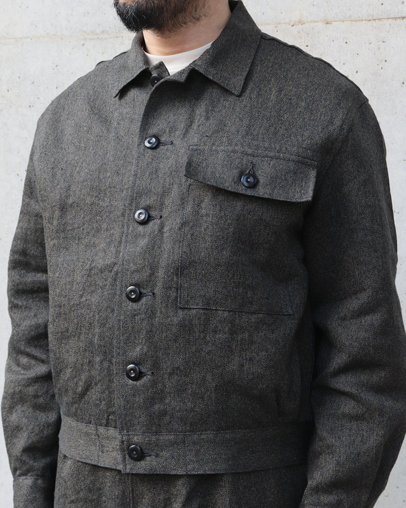 FRENCH WORK JACKET MIX BLACK CHAMBRAY / CHARCOAL GRAY