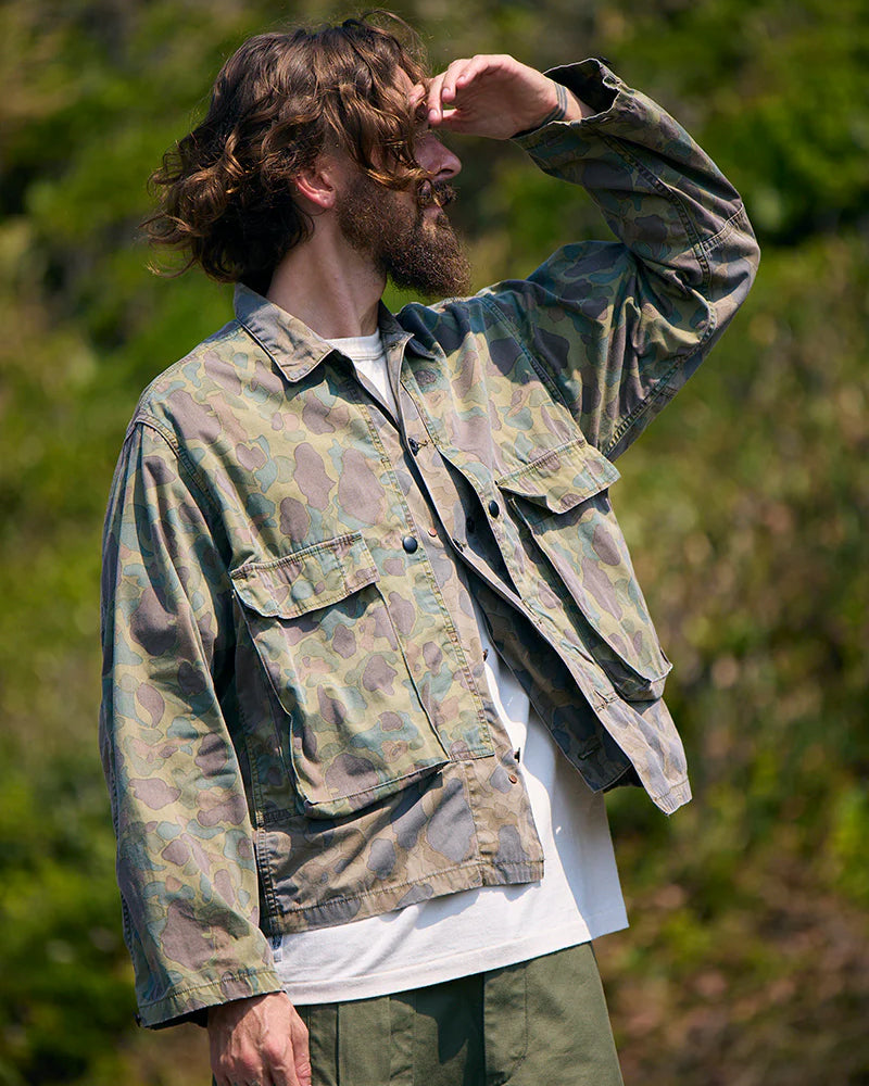良品 70s US古着 ダックハンターカモ パーカー 迷彩 ジャケット 米軍 1940s USMC JACKET MIX DUCK HUNTER CAMO / GREEN — SPEEDWAY