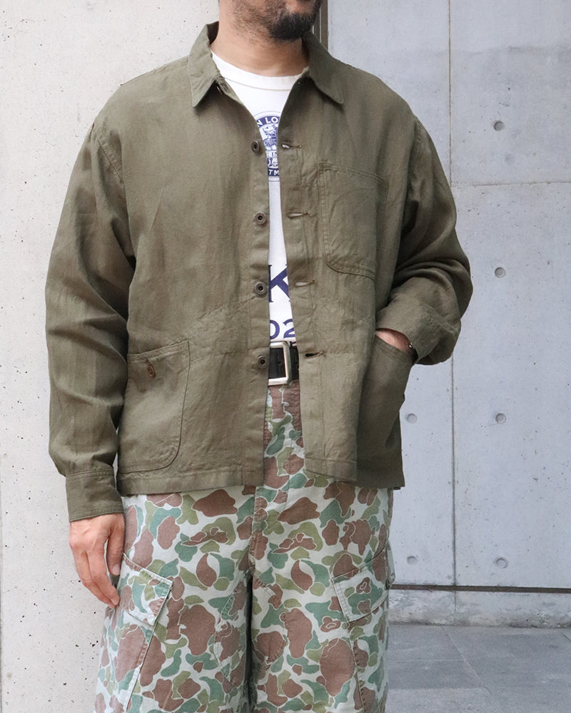 USMC CHORE JACKET / LINEN HERRINGBONE TWILL / GREEN