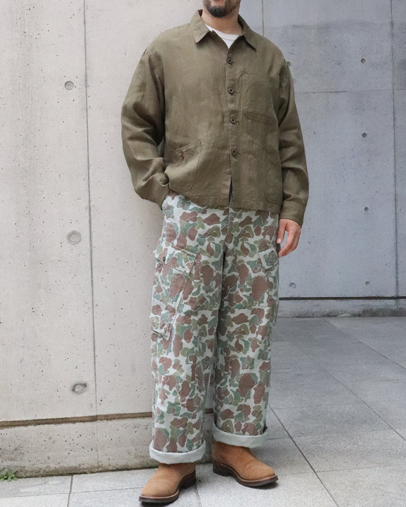 USMC CHORE JACKET / LINEN HERRINGBONE TWILL / GREEN