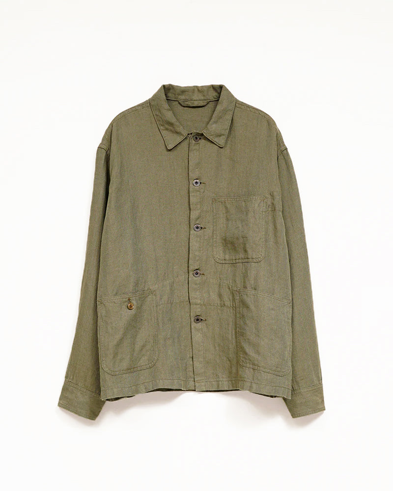 USMC CHORE JACKET / LINEN HERRINGBONE TWILL / GREEN