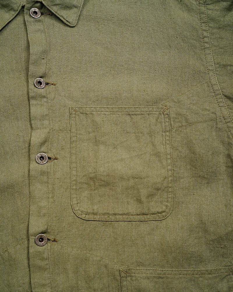 USMC CHORE JACKET / LINEN HERRINGBONE TWILL / GREEN