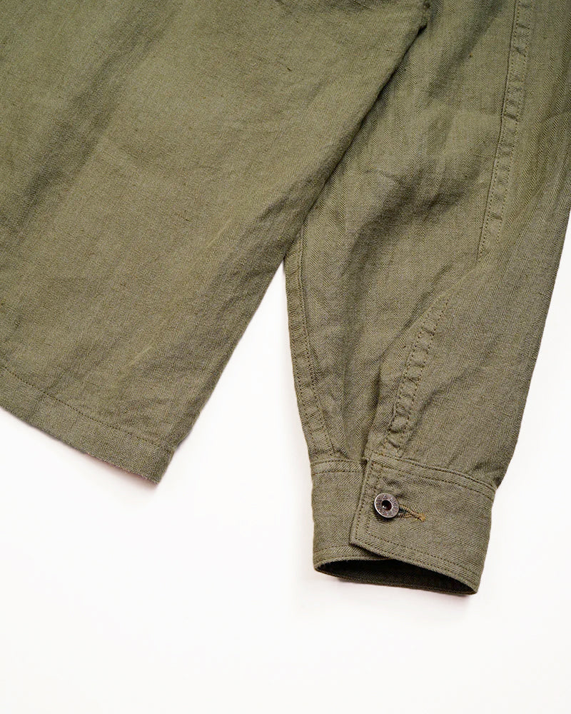 USMC CHORE JACKET / LINEN HERRINGBONE TWILL / GREEN
