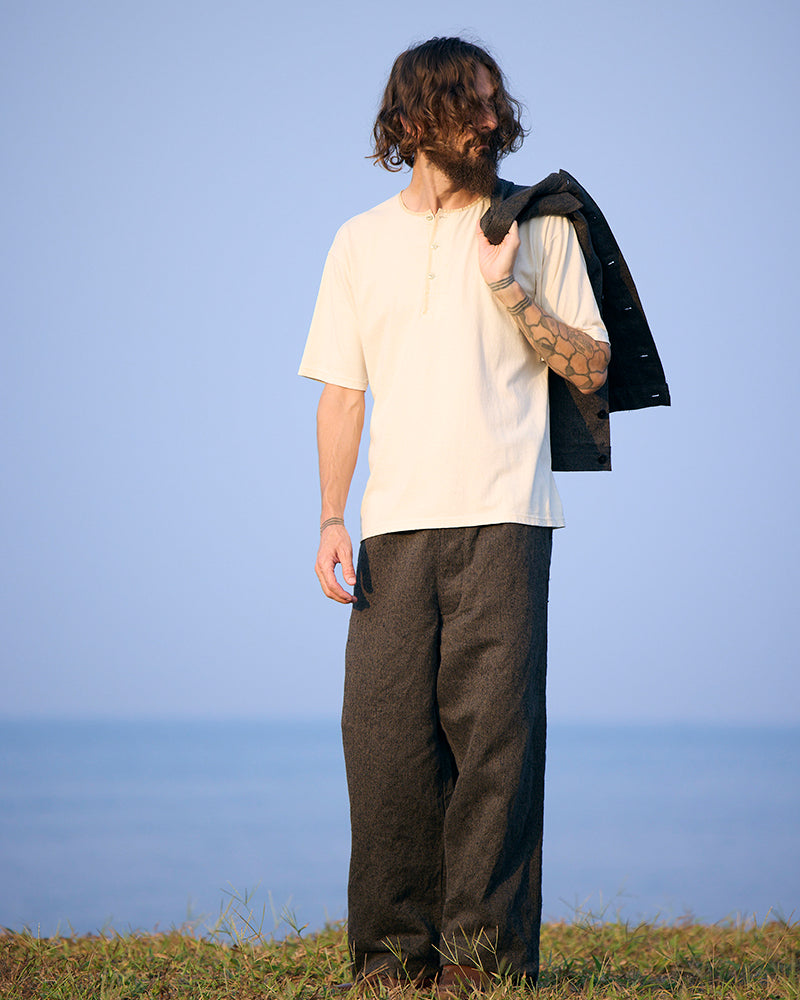 WIDE FRENCH WORK PANT CHAMBRAY / CHARCOAL GRAY
