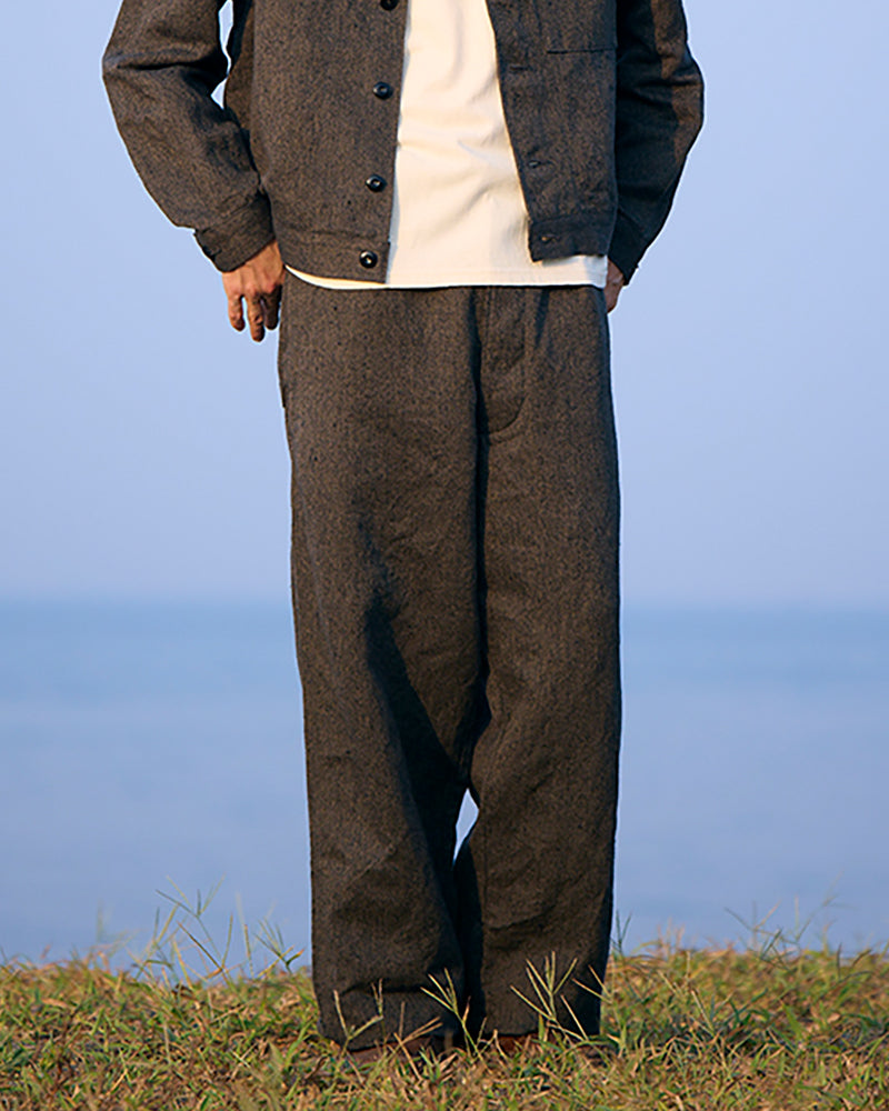 WIDE FRENCH WORK PANT CHAMBRAY / CHARCOAL GRAY