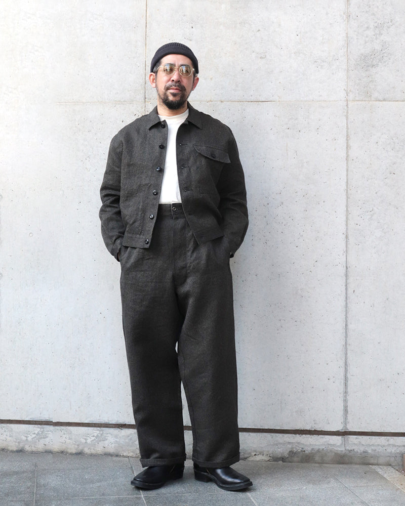 WIDE FRENCH WORK PANT CHAMBRAY / CHARCOAL GRAY