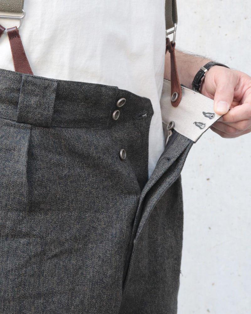 WIDE FRENCH WORK PANT CHAMBRAY / CHARCOAL GRAY