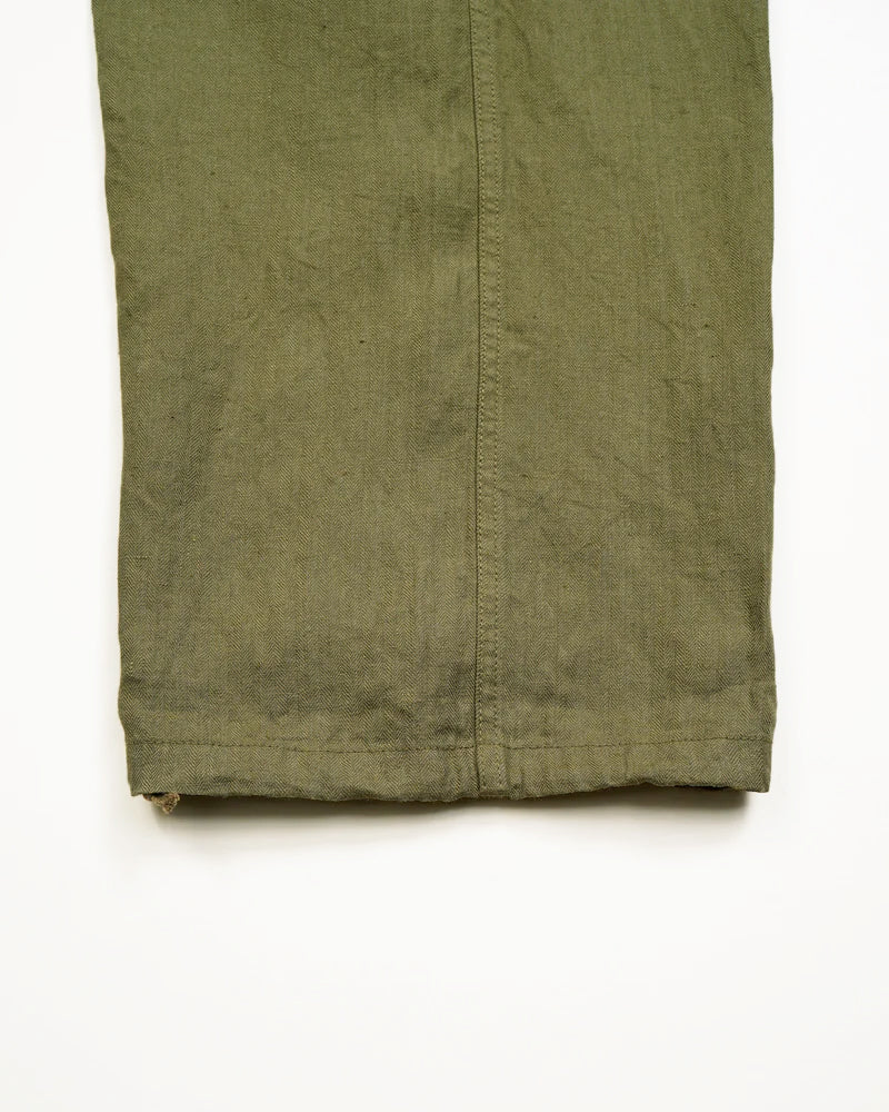 ROYAL NAVY CARGO PANT / LINEN HERRINGBONE TWILL / GREEN