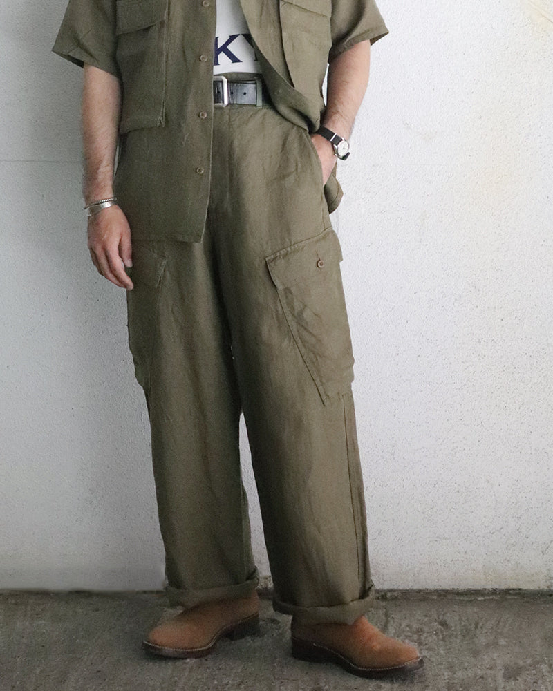 ROYAL NAVY CARGO PANT / LINEN HERRINGBONE TWILL / GREEN
