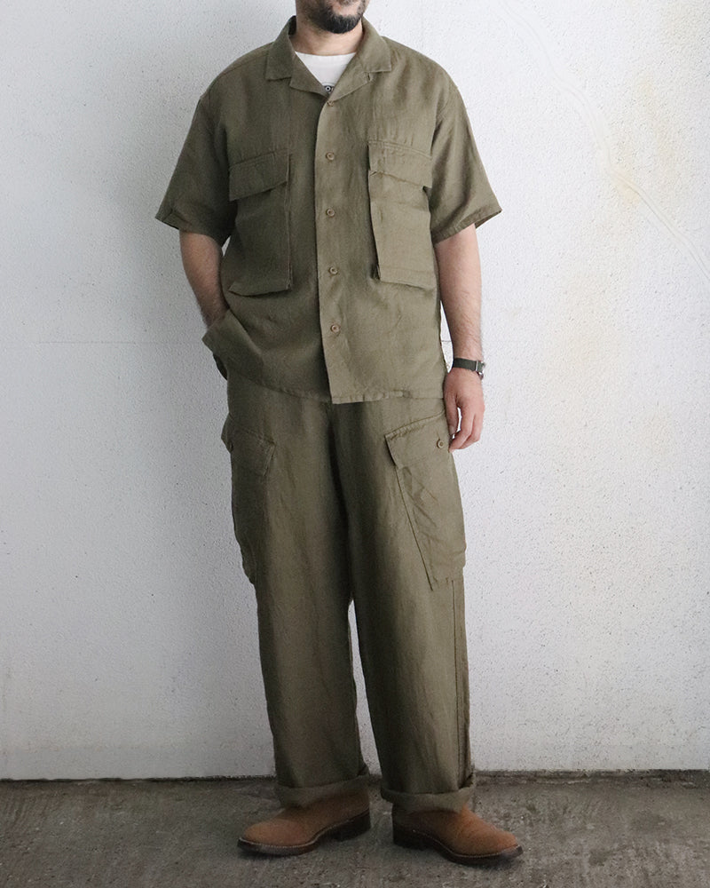 ROYAL NAVY CARGO PANT / LINEN HERRINGBONE TWILL / GREEN