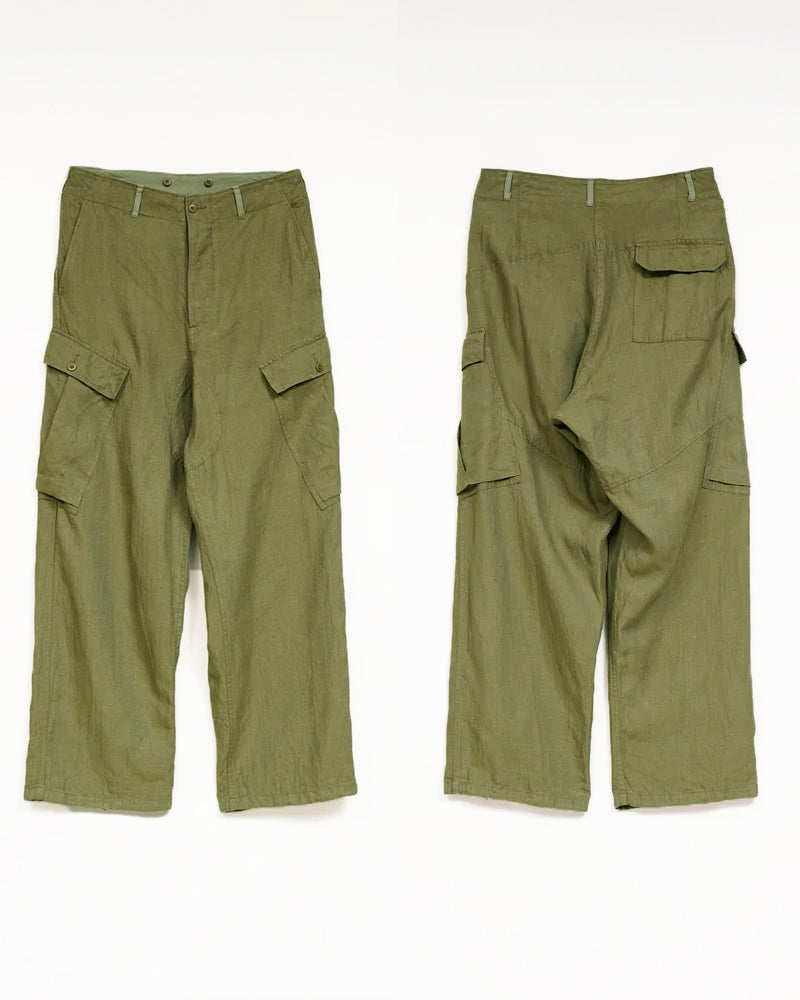 ROYAL NAVY CARGO PANT / LINEN HERRINGBONE TWILL / GREEN