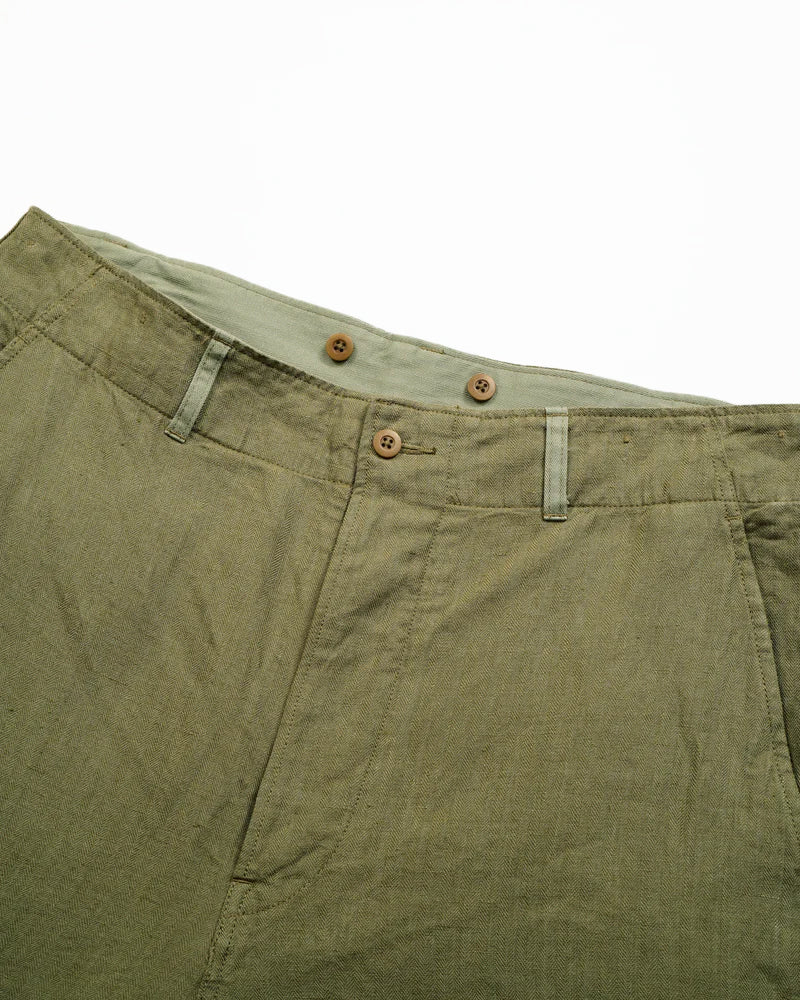 ROYAL NAVY CARGO PANT / LINEN HERRINGBONE TWILL / GREEN