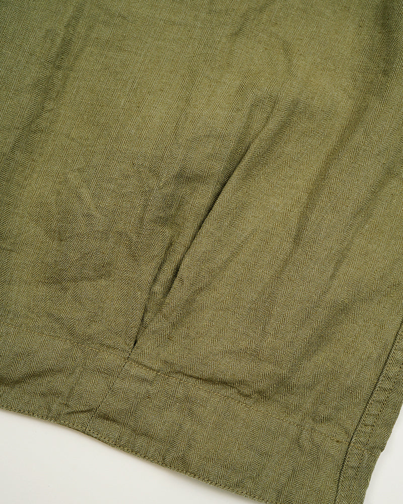 PRE-ORDER / PULLOVER ARMY VEST LINEN HERRINGBONE / GREEN