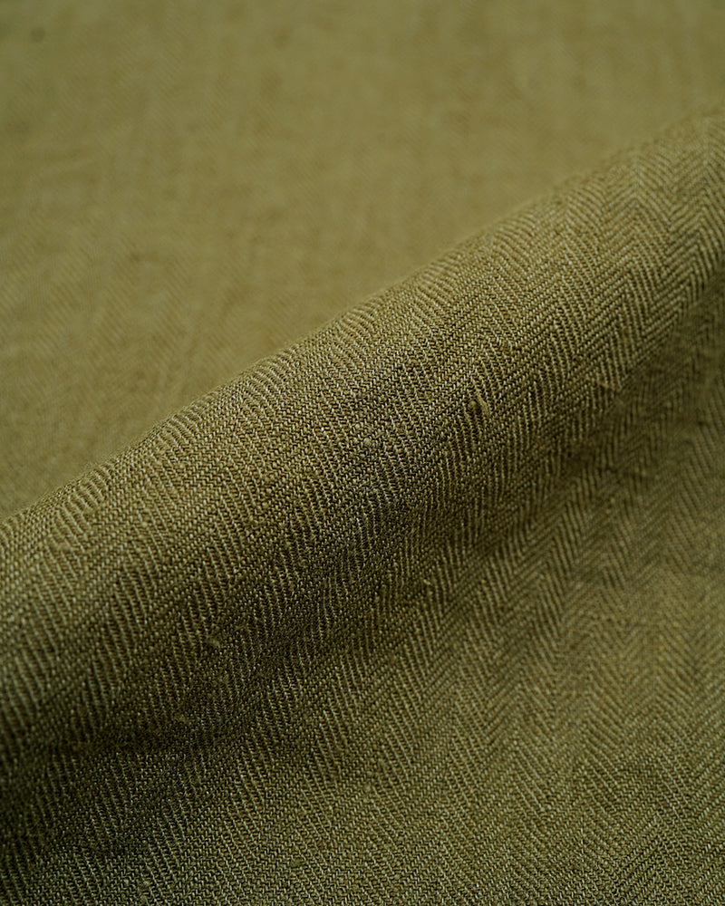 PRE-ORDER / PULLOVER ARMY VEST LINEN HERRINGBONE / GREEN