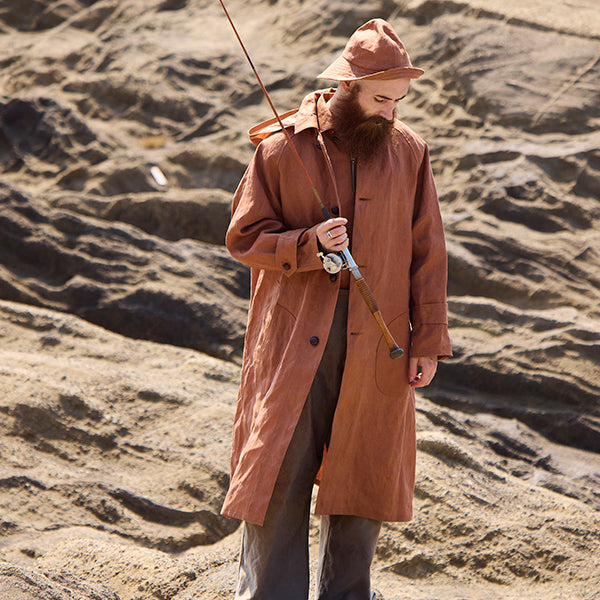OX'ED SILVER / FISHERMAN COAT KAKISHIBU LINEN  / BROWN