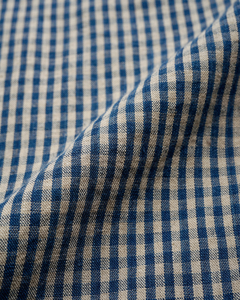 PRE-ORDER / OX'ED SILVER / FARMER STAND SHIRT COTTON LINEN / GINGHAM CHECK / BLUE