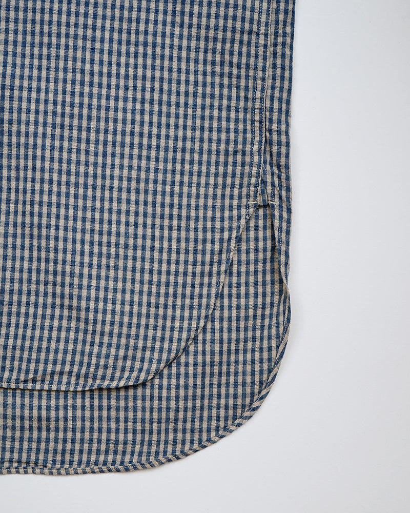 PRE-ORDER / OX'ED SILVER / FARMER STAND SHIRT COTTON LINEN / GINGHAM CHECK / BLUE