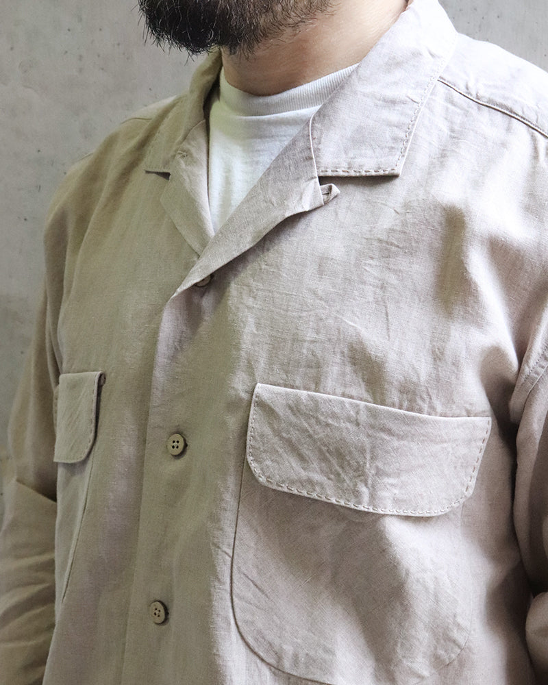 OX'ED SILVER / FARMER OPEN COLLAR SHIRT / IVORY