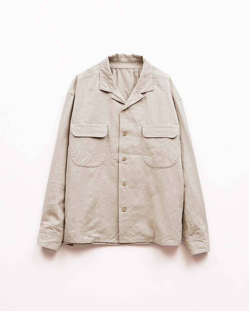 OX'ED SILVER / FARMER OPEN COLLAR SHIRT / IVORY
