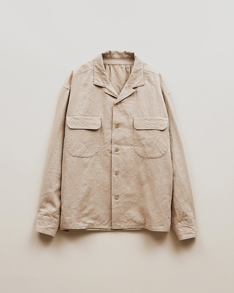 PRE-ORDER / OX'ED SILVER / FARMER OPEN COLLAR SHIRT / IVORY