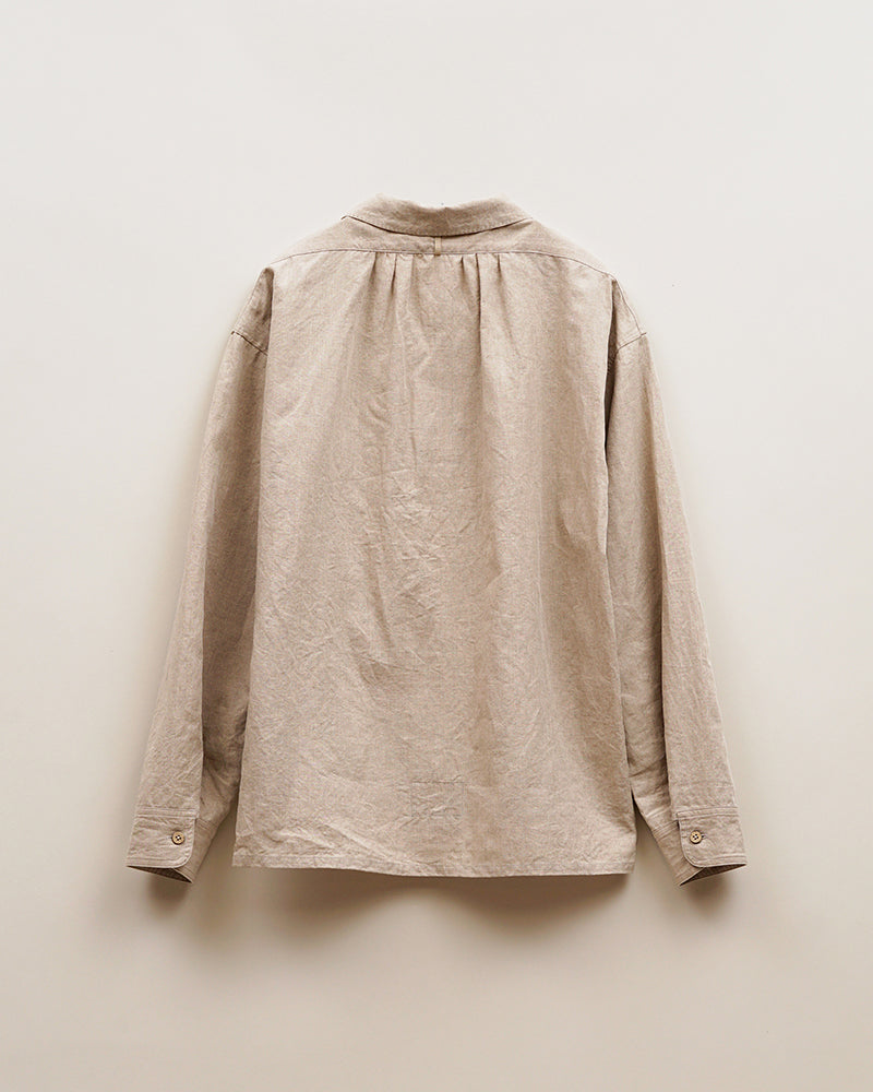 PRE-ORDER / OX'ED SILVER / FARMER OPEN COLLAR SHIRT / IVORY