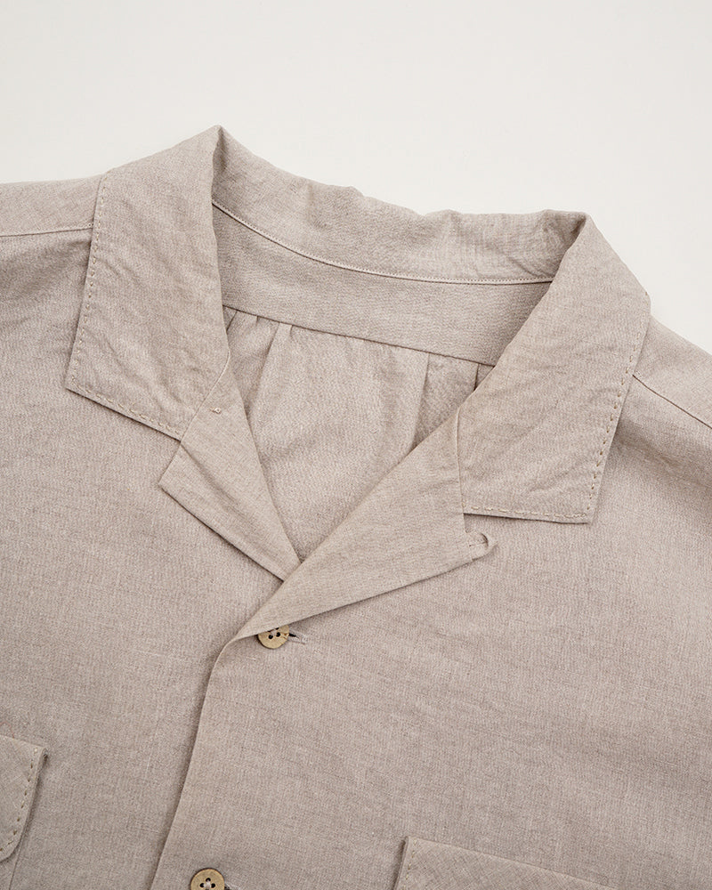 PRE-ORDER / OX'ED SILVER / FARMER OPEN COLLAR SHIRT / IVORY