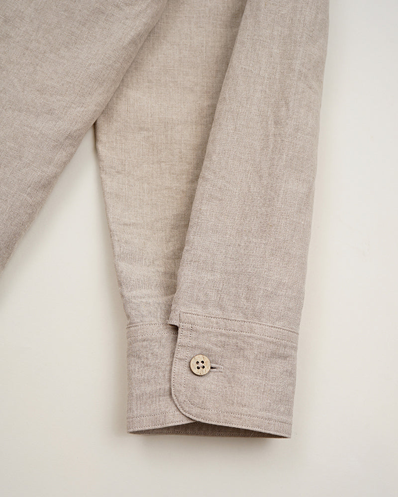 PRE-ORDER / OX'ED SILVER / FARMER OPEN COLLAR SHIRT / IVORY