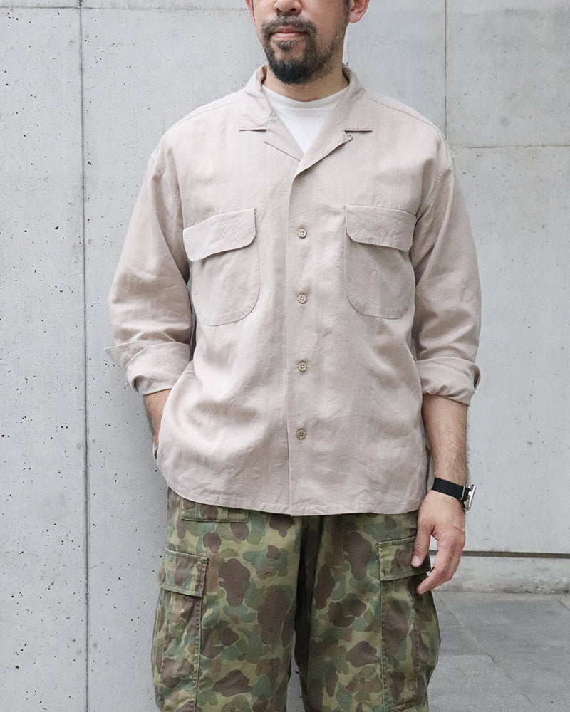OX'ED SILVER / FARMER OPEN COLLAR SHIRT / IVORY
