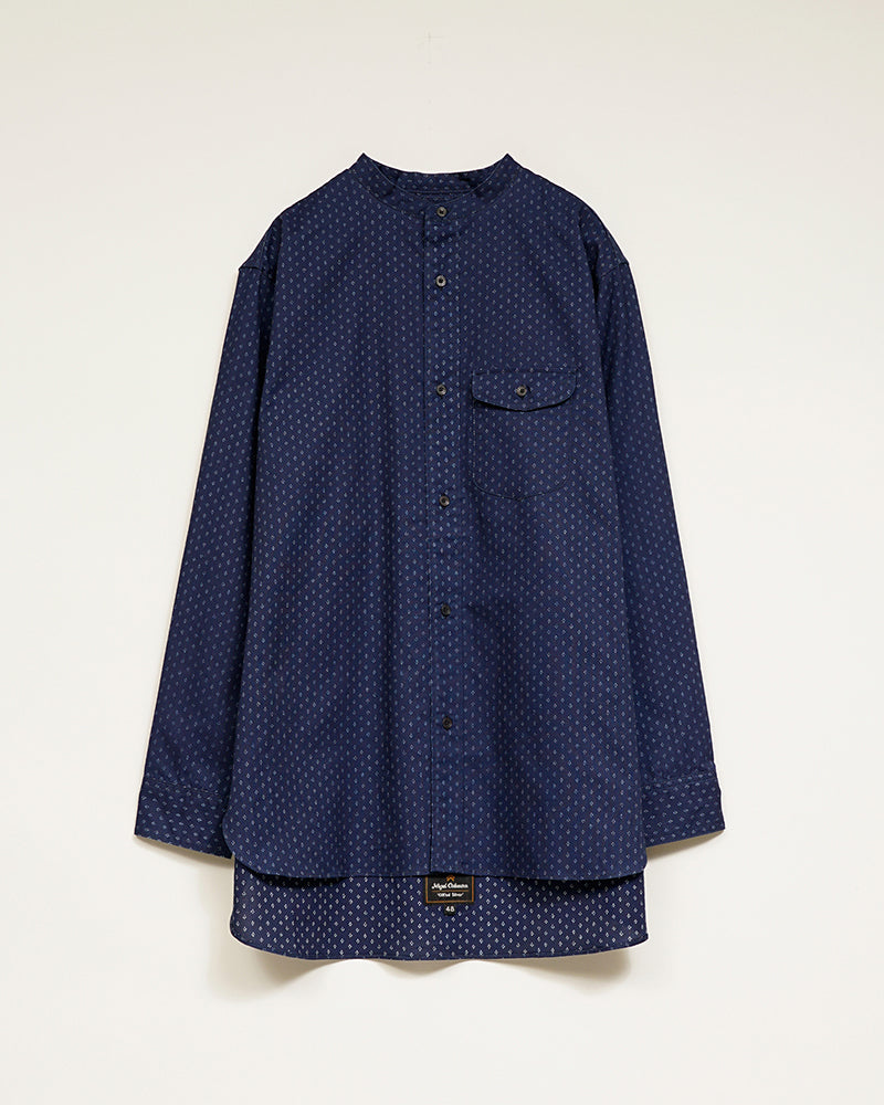 OX'ED SILVER / FARMER STAND SHIRT KASURI / NAVY