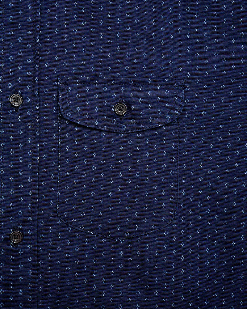 OX'ED SILVER / FARMER STAND SHIRT KASURI / NAVY