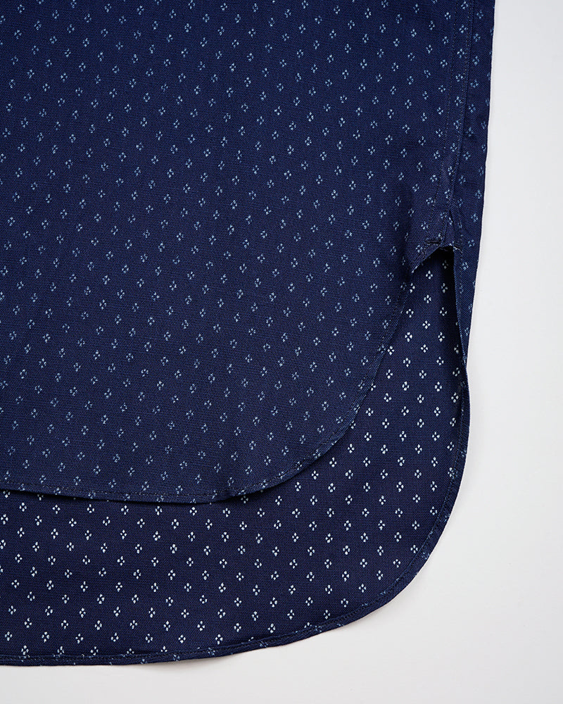 OX'ED SILVER / FARMER STAND SHIRT KASURI / NAVY