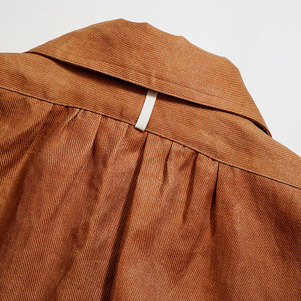 OX'ED SILVER / FISHERMAN ZIP UP SHIRT KAKISHIBU LINEN / BROWN